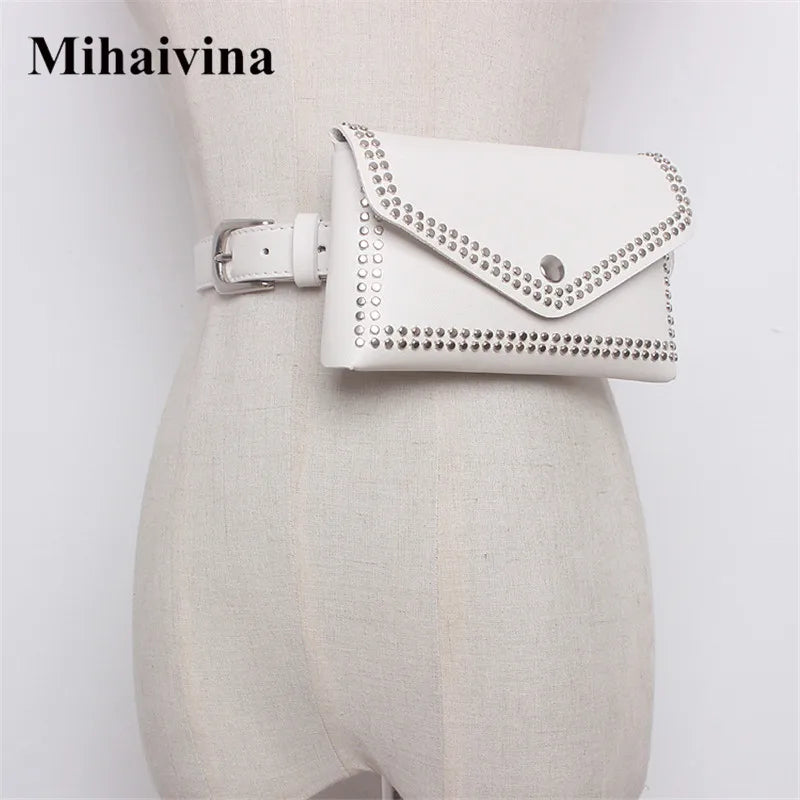Mihaivin Rivet Waist Belt Pack PU Leather Women Bags