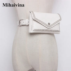 Mihaivin Rivet Waist Belt Pack PU Leather Women Bags