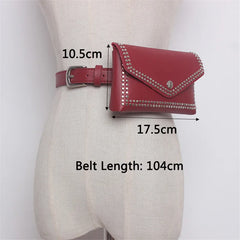 Mihaivin Rivet Waist Belt Pack PU Leather Women Bags