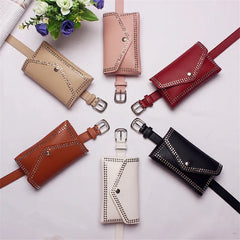 Mihaivin Rivet Waist Belt Pack PU Leather Women Bags