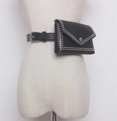 Mihaivin Rivet Waist Belt Pack PU Leather Women Bags