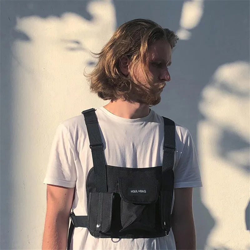 Canvas Backpack Unisex Kanye Chest Rig Hip Hop Streetwear