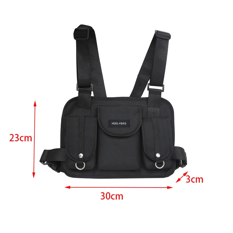 Canvas Backpack Unisex Kanye Chest Rig Hip Hop Streetwear
