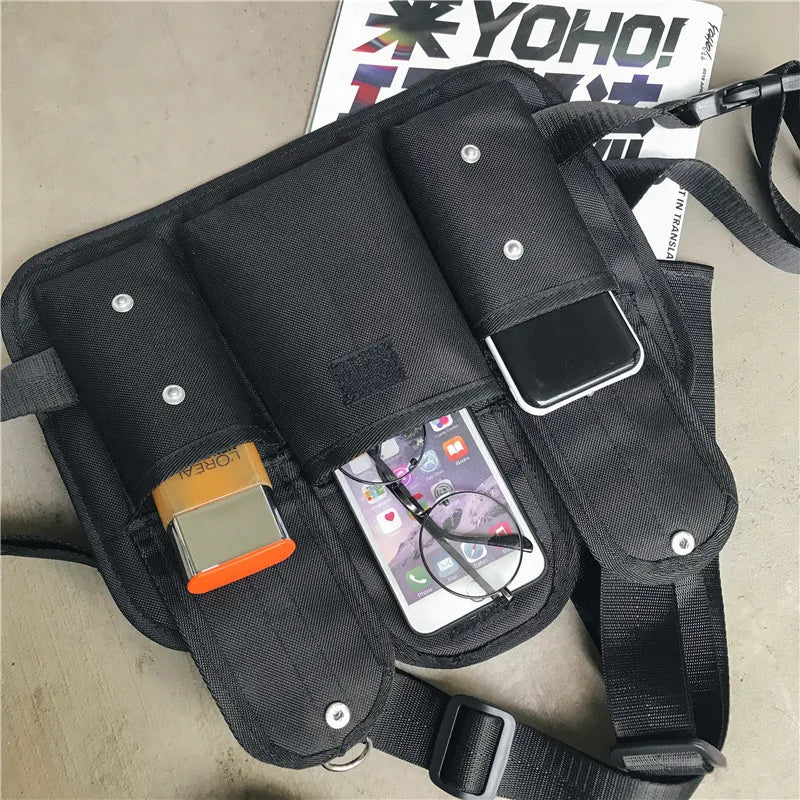 Canvas Backpack Unisex Kanye Chest Rig Hip Hop Streetwear