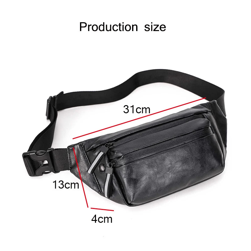 Waterproof Chest Bag Fanny Pack Leather Bum Pouch