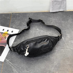 Men's Leather Fanny Pack Chest Bag Outdoor Travel Waist Bum Pack Waterproof