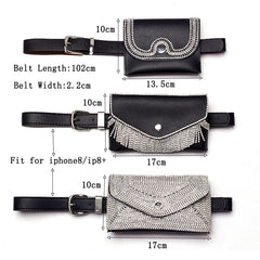 Women's Diamond Belt Bag Fur Fanny Pack Casual Waist Packs
