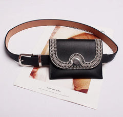 Women's Diamond Belt Bag Fur Fanny Pack Casual Waist Packs