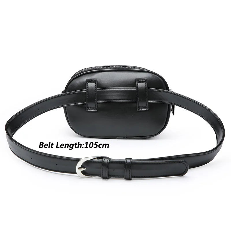 Women Waist Bag Pleated Round Belt Bag Chain Shoulder Bags Female