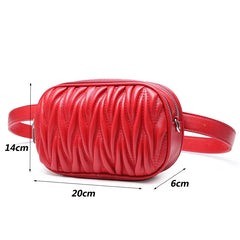 Women Waist Bag Pleated Round Belt Bag Chain Shoulder Bags Female