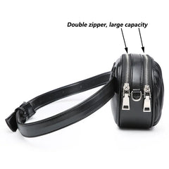 Women Waist Bag Pleated Round Belt Bag Chain Shoulder Bags Female