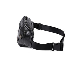 Skull Rivet Chest Bag Hip Bum Waist Belt PU Leather Shoulder Bag
