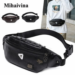 Skull Rivet Chest Bag Hip Bum Waist Belt PU Leather Shoulder Bag