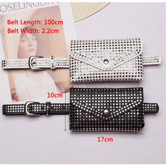 Women Rivet Waist Belt PU Leather Belt Bags Travel Fanny Pack Fit iphone8/+