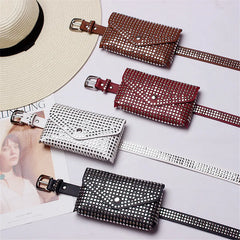 Women Rivet Waist Belt PU Leather Belt Bags Travel Fanny Pack Fit iphone8/+