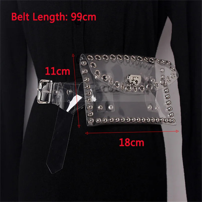 Women Laser Waist Bag Waterproof PVC Belt Bag Retro Transparent