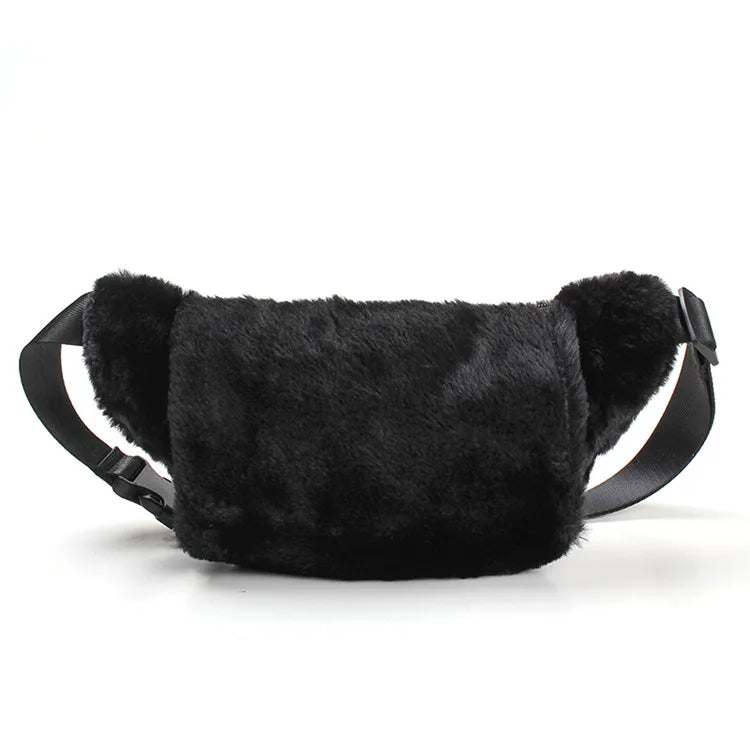 Women Waist Bag Fur Fanny Pack Winter Female Chest Bag Shoulder Handbags