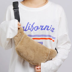 Women Waist Bag Fur Fanny Pack Winter Female Chest Bag Shoulder Handbags