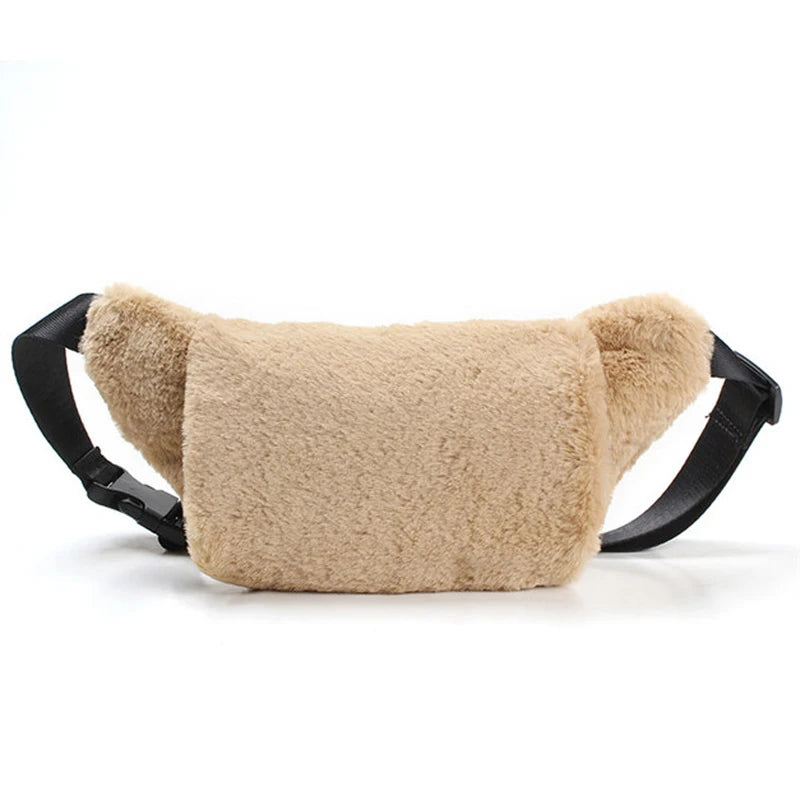 Women Waist Bag Fur Fanny Pack Winter Female Chest Bag Shoulder Handbags