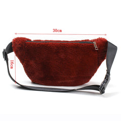 Women Waist Bag Fur Fanny Pack Winter Female Chest Bag Shoulder Handbags