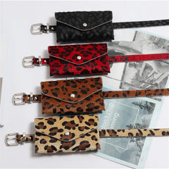 Leopard Women Belt Bag Ball Chain Fanny Pack Waist Travel Handy Waist Pack