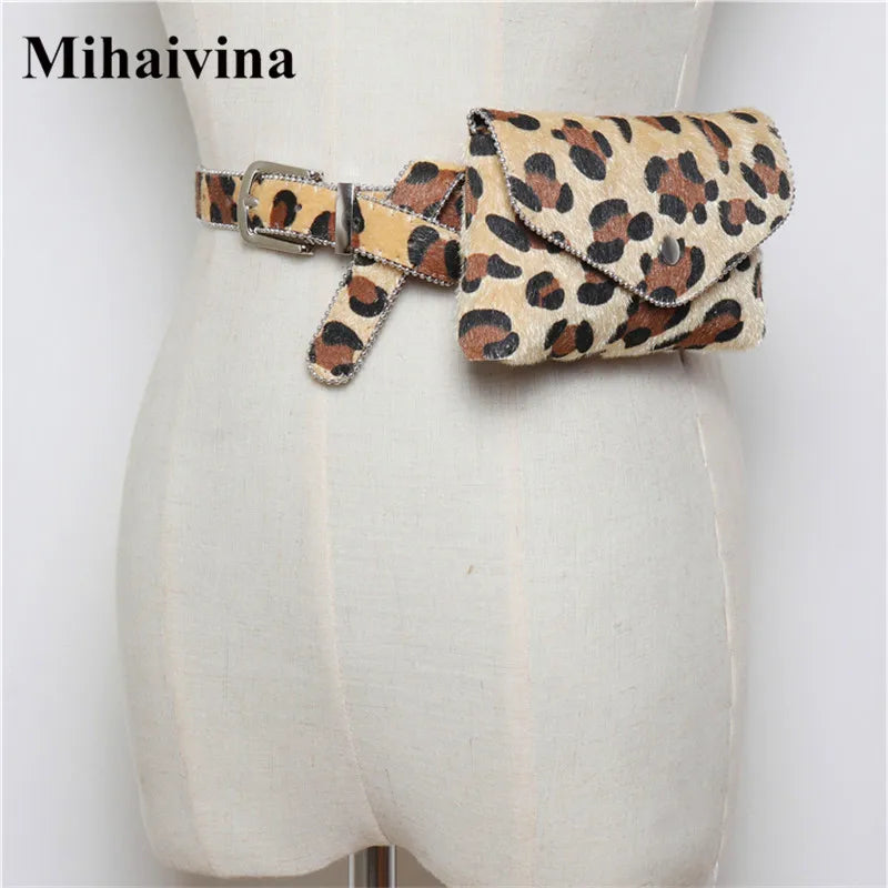 Leopard Women Belt Bag Ball Chain Fanny Pack Waist Travel Handy Waist Pack