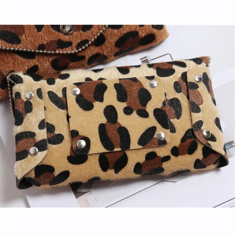 Leopard Women Belt Bag Ball Chain Fanny Pack Waist Travel Handy Waist Pack
