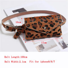 Leopard Women Belt Bag Ball Chain Fanny Pack Waist Travel Handy Waist Pack