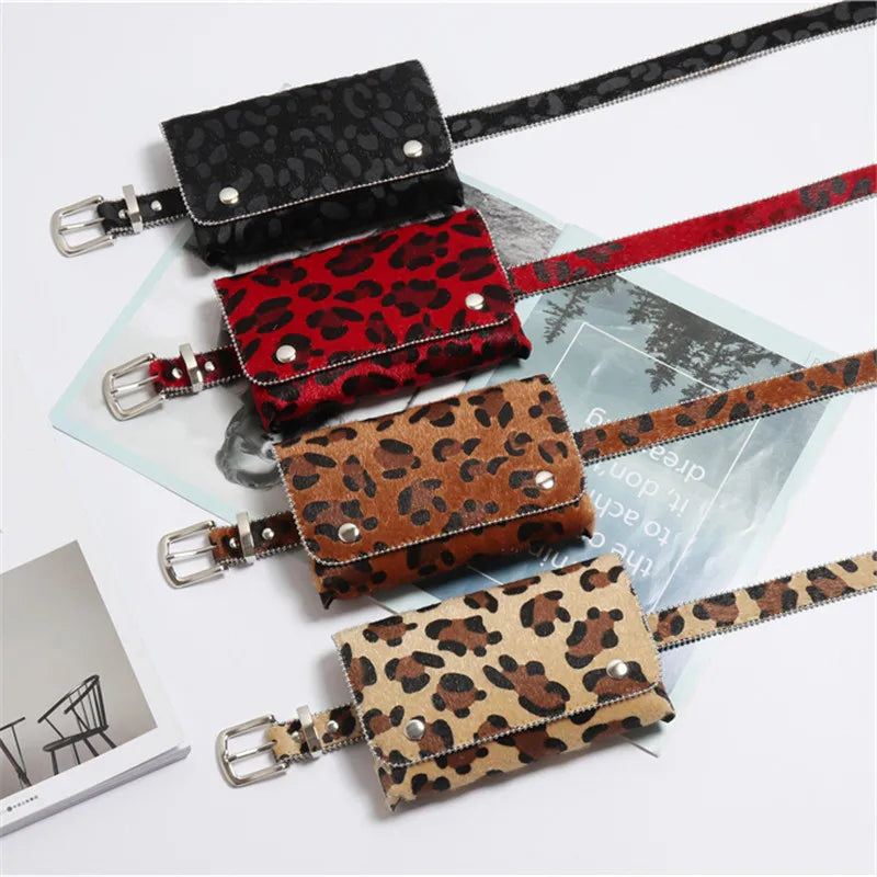 Leopard Women Waist Bag Faux Vintage Detachable Waist Belt