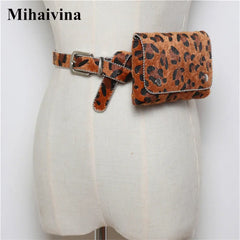 Leopard Women Waist Bag Faux Vintage Detachable Waist Belt