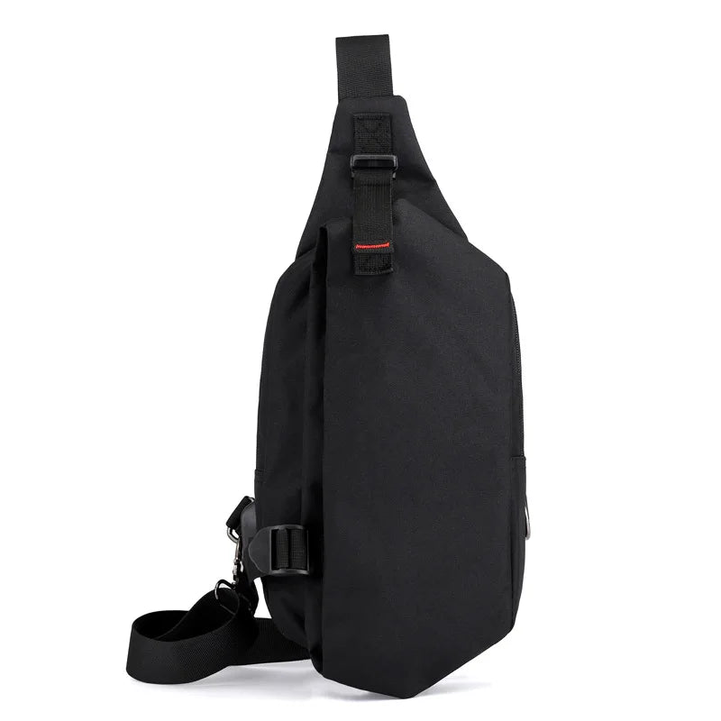 Men Oxford Chest Pack Shoulder Handbag USB Charge Casual Gray Crossbody Bags