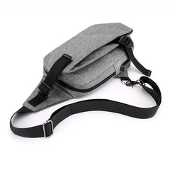 Men Oxford Chest Pack Shoulder Handbag USB Charge Casual Gray Crossbody Bags