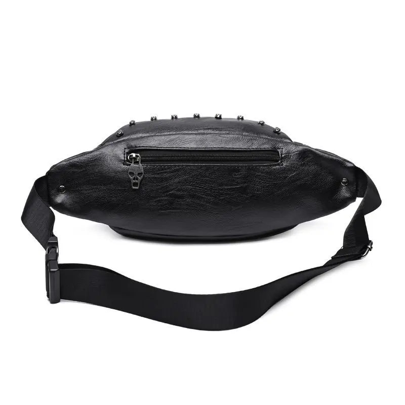 Skull Rivet Fanny Pack Waist Belt Bag Leather Shoulder Pouch Bags