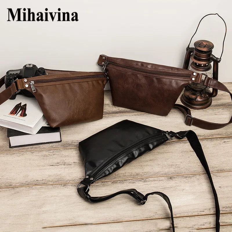Men Waist Pack Chest Bag Pu Leather Funny Pack Belt Bags Women
