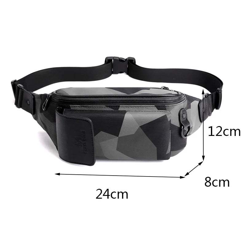 Men's Camo Chest Bag Outdoor Sports Pouch Waterproof Phone Waist Bag