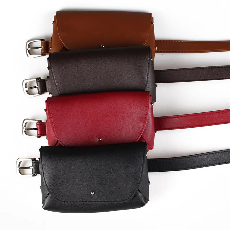 Vintage Women Belt Bag Lady's Waist Leather Women Bags Pack Femal Phone Pouch
