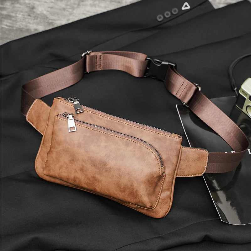 Men's PU Leather Waist Bag Vintage Fanny Pack