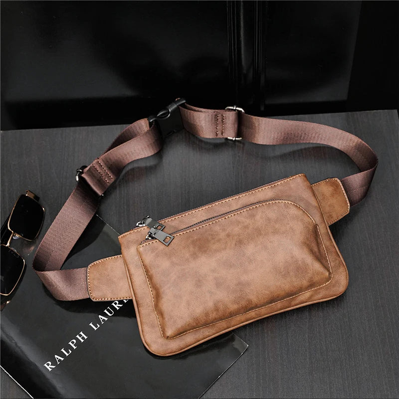 Men's PU Leather Waist Bag Vintage Fanny Pack