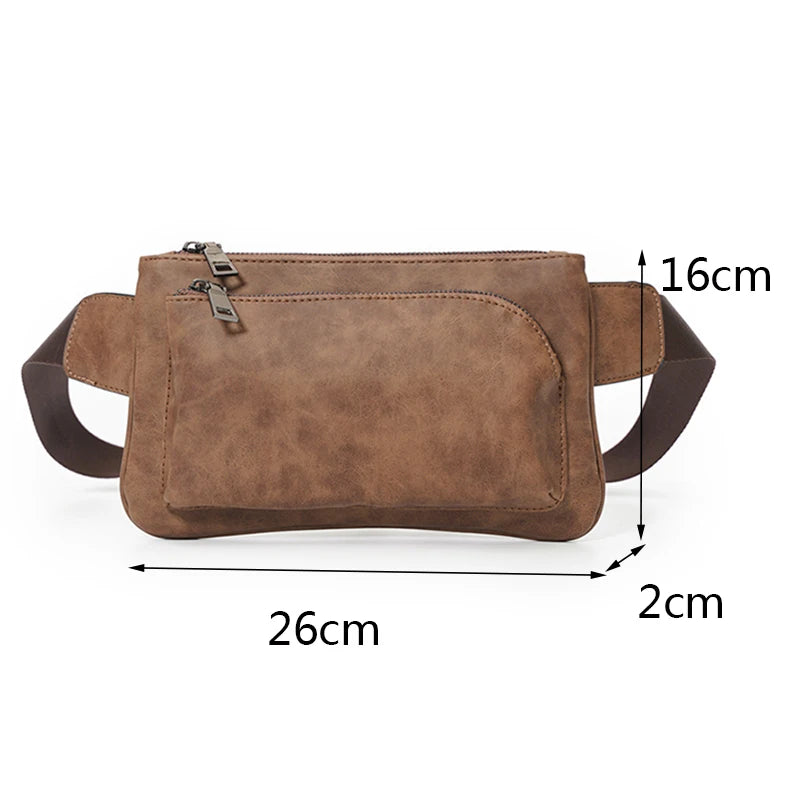 Men's PU Leather Waist Bag Vintage Fanny Pack