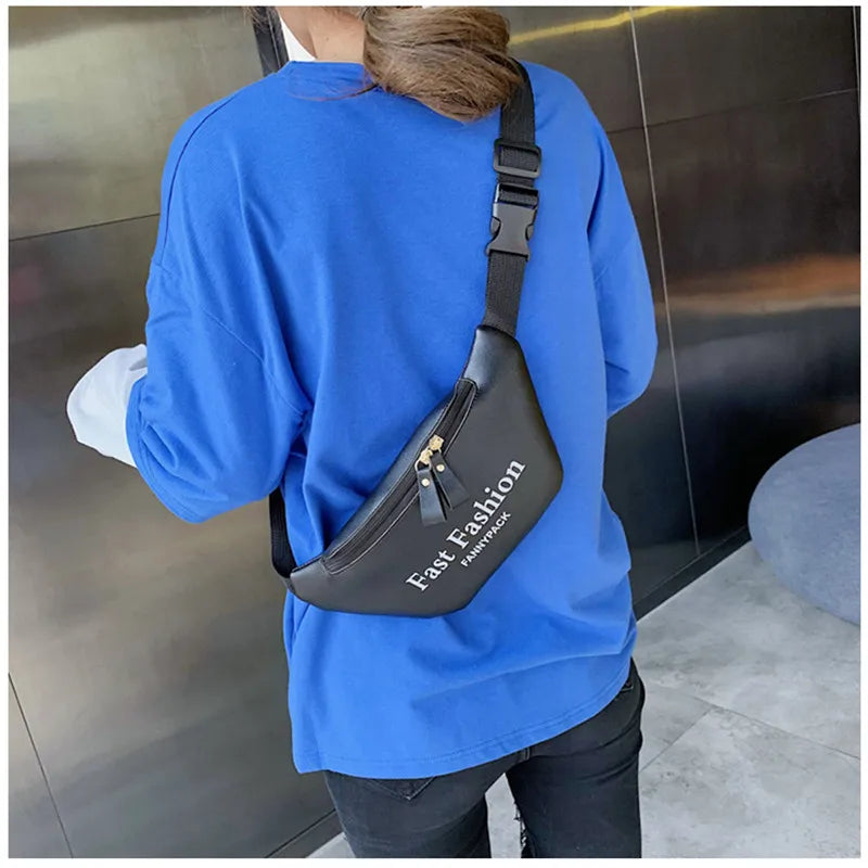 Pink Leather Waist Bag Women Belt Bag Running Travel Phone Pouch