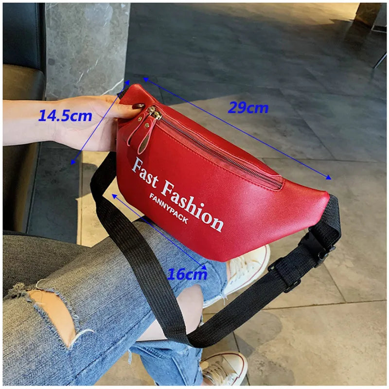 Pink Leather Waist Bag Women Belt Bag Running Travel Phone Pouch