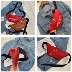 Pink Leather Waist Bag Women Belt Bag Running Travel Phone Pouch