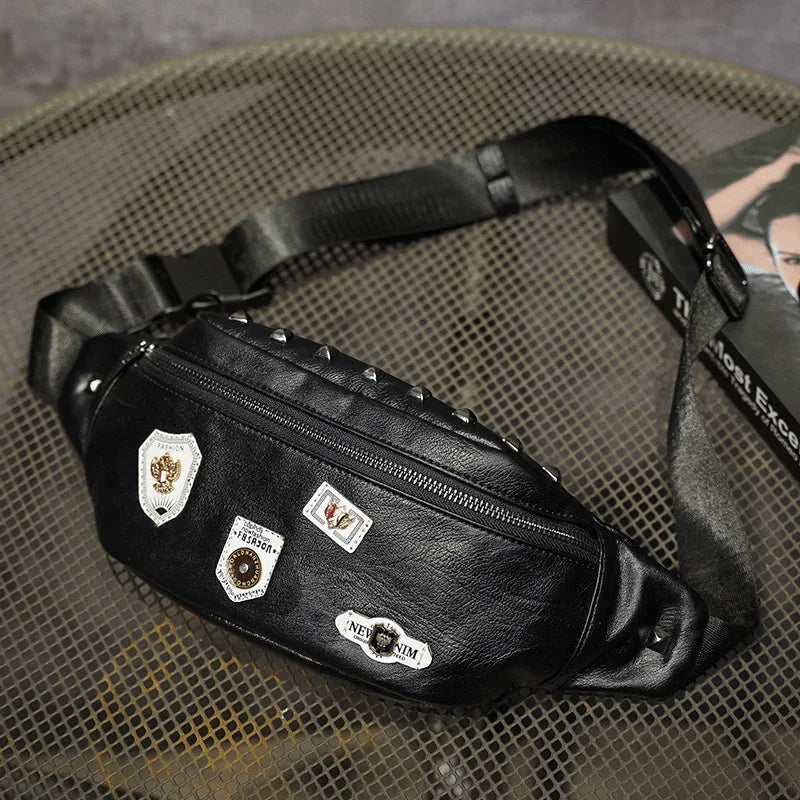 Rivet Waist Bag Chest Pack Unisex Small Shoulder Fanny Pack Belt Bag