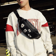 Rivet Waist Bag Chest Pack Unisex Small Shoulder Fanny Pack Belt Bag