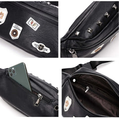Rivet Waist Bag Chest Pack Unisex Small Shoulder Fanny Pack Belt Bag