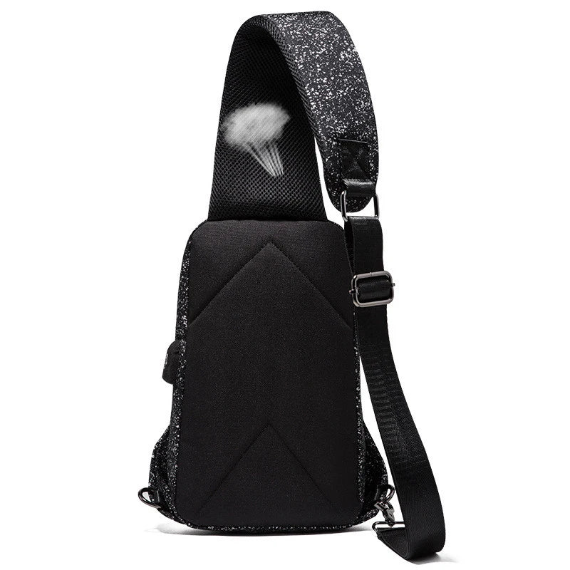 Men's Large Crossbody Chest Bag Waterproof Sling Pack with USB Charge