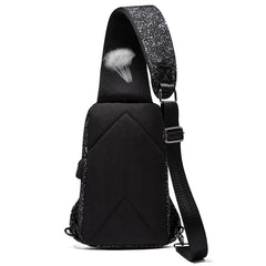 Men's Large Crossbody Chest Bag Waterproof Sling Pack with USB Charge