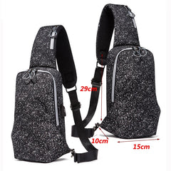 Men's Large Crossbody Chest Bag Waterproof Sling Pack with USB Charge