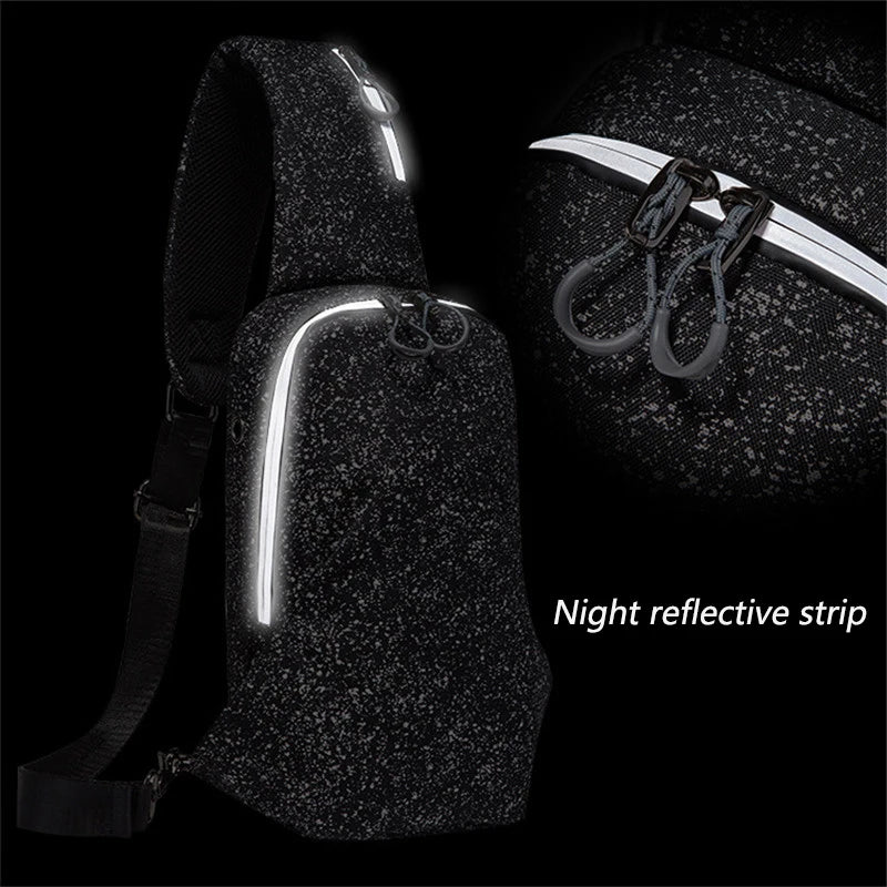 Men's Large Crossbody Chest Bag Waterproof Sling Pack with USB Charge