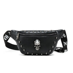 Pu Leather Waist Bag Skull Rivet Fanny Pack Unisex